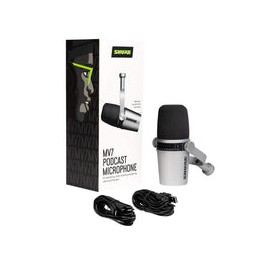 Shure Mv7-S Microfono Dinamico Digital Para Podcast Plateado