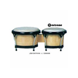 Bongo Extreme 8" 9" Madera Natural Aro Negro Exbg006