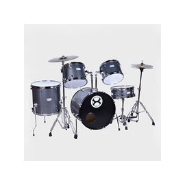 Bateria Extreme 5 Piezas Gris Sparkle Aro Cromo Exbt079