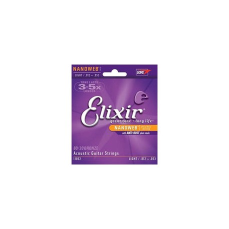 Juego De Cuerdas Elixir Para Guitarra Electroacustica Calibre 012-.053 11052