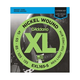 Encordadura D Addario P/Bajo Eléctrico 5 Cdas, Exl-165-5