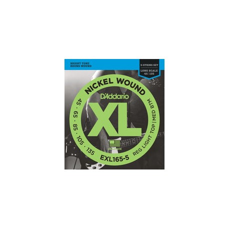 Encordadura D Addario P/Bajo Eléctrico 5 Cdas, Exl-165-5