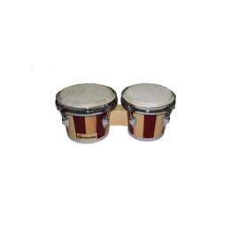 Bongo Extreme 7" 8" Rayas Madera Natural Y Rojo, Exbg001