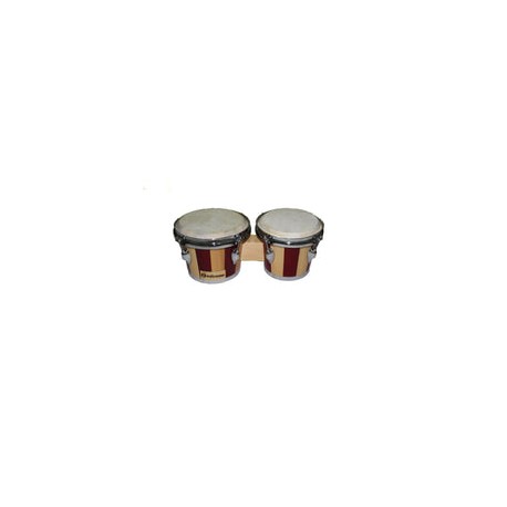 Bongo Extreme 7" 8" Rayas Madera Natural Y Rojo, Exbg001