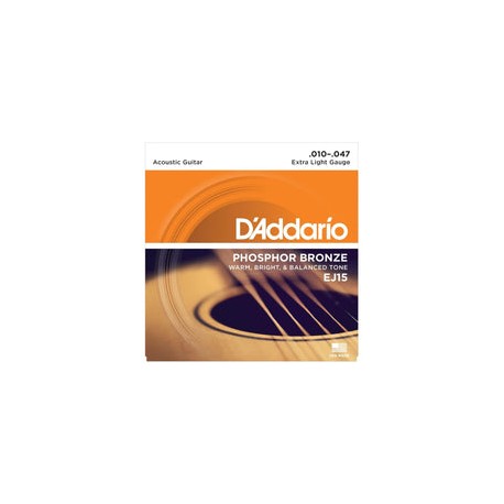 Encordadura D Addario Para Guitarra Electroacustica 010-47, Ej-15