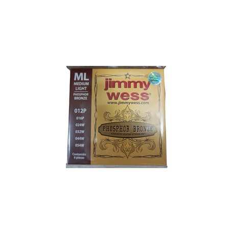 Encordadura Jimmy Wess Para Guitarraelectroacustica Bronce 12-054, Jwga-812bf (Wb12)