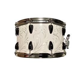 Tarola Herch 8x14" 10lxl Blanca Rameada Con Placa Y Funda