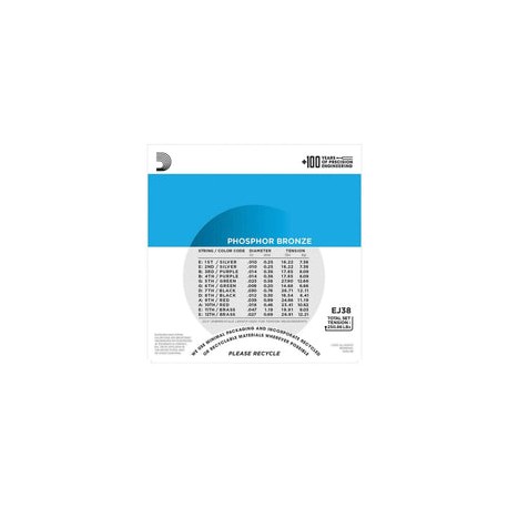 Encordadura D Addario Para Guitarra Electroacustica 12 Cuerdas  010-047 Ej-38