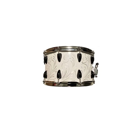 Tarola Herch 8x14" 10lxl Blanca Rameada Con Placa Y Funda